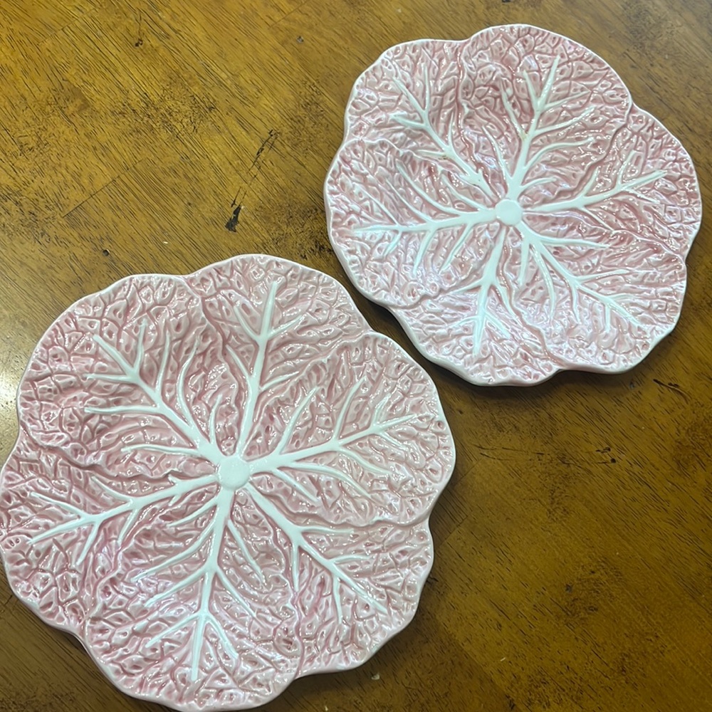 Vintage Pink Cabbage Plates for Display -Boutique